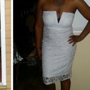 White Lacey Strapless Dress